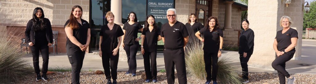 The Oral Surgery Associates of South Texas team outside the Corpus Christi office
