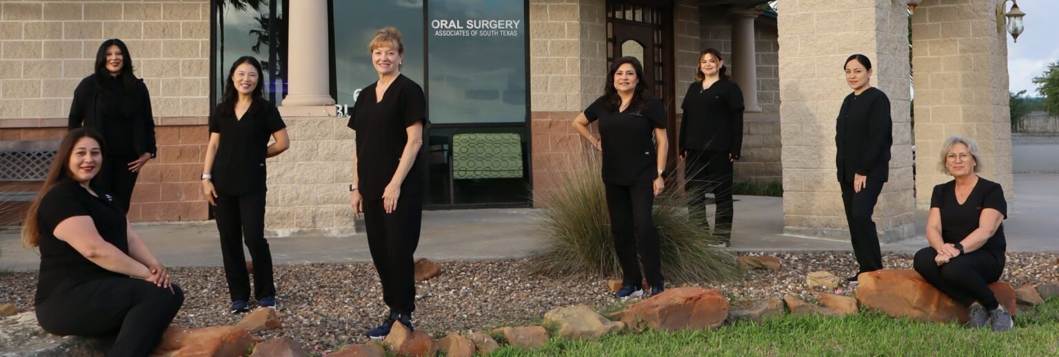 Oral Surgery Associates of South Texas staff outside the Corpus Christi, TX office